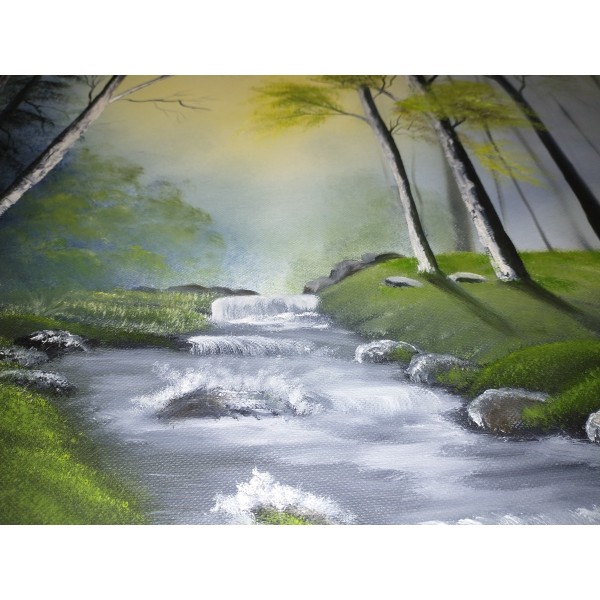 Leinwand * Landschaft Fluß Wald Bäume * Unikat handmade