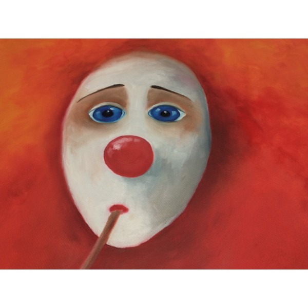 Leinwand * trauriger Clown * Harlekin * Unikat handmade